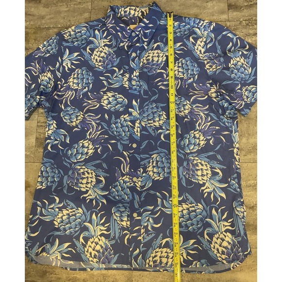 Brooks Brothers Shirt Mens XL Blue Pineapple Print Button Short Sleeve Hawaiian - Picture 3 of 7
